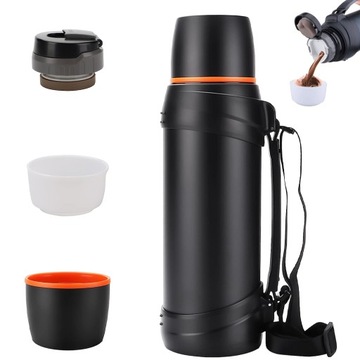 DUŻY TERMOS TURYSTYCZNY PRÓŻNIOWY NA KAWĘ HERBATĘ 2500ML STALOWY