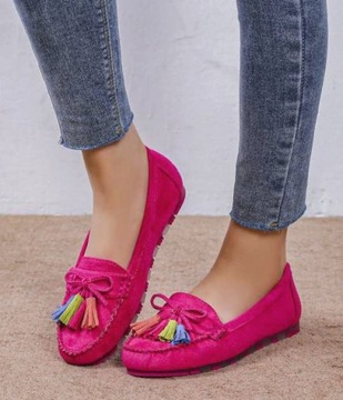 ЗАМШЕВЫЕ БАЛЕТКИ МОКАСИНЫ ФУКЧИЯ РОЗОВЫЕ 37