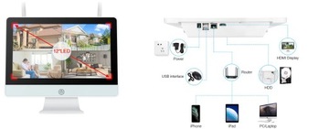 КОМПАНИЯ ДОМАШНЕГО МОНИТОРИНГА WIFI 4 камеры + рекордер + ЖК-дисплей! __