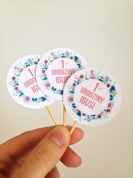 Pikery do ciasta personalizowane FOLK FLOWERS