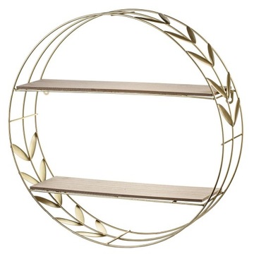 PÓŁKA NOWOCZESNA ZŁOTA METALOWA 50x12cm LIŚCIE