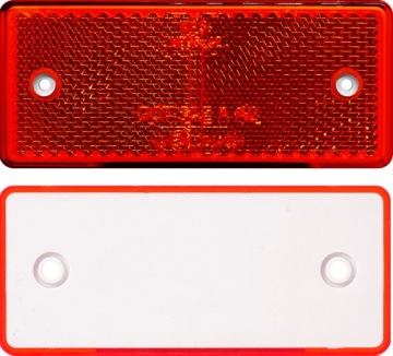 ODBLASK PROSTOKĄTNY Z OTWORAMI NA ŚRUBY CZERWONY TRWAŁY WAŚ