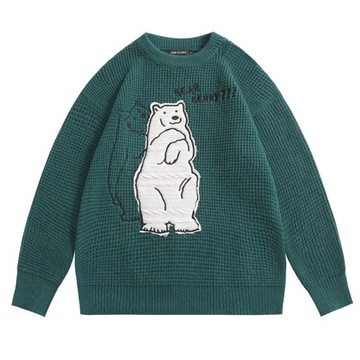 Round Neck Fashion Loose Men's Pullover Twist Patc