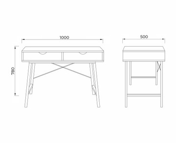 Туалетный столик письменный С БЕЛЫМИ ящиками из скандинавского дуба