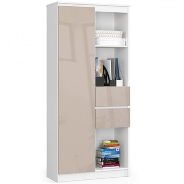 Regał biurowy 80cm Biały Cappuccino Połysk KLIO AC