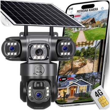 KAMERA SOLARNA 4G ZEWNĘTRZNA TRZY OBIEKTYWY HD 3X3MP KARTA SIM LTE HEELLY