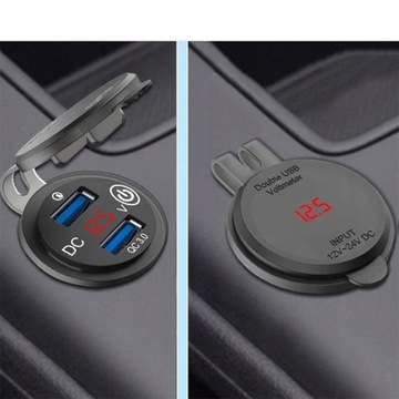 Блок питания для зарядного устройства для мотоцикла USB-разъем x2 QC3.0 Вольтметр