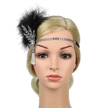 Повязка на голову эластичная с перьями 5 шт.