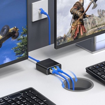 Адаптер мини-переключатель-сплиттер LAN Ethernet RJ45 2xRJ45 1000M 1 ГБ