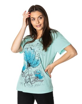 Cienka Bluzka Damska Krótki Rękaw Lato KD19-5 6XL
