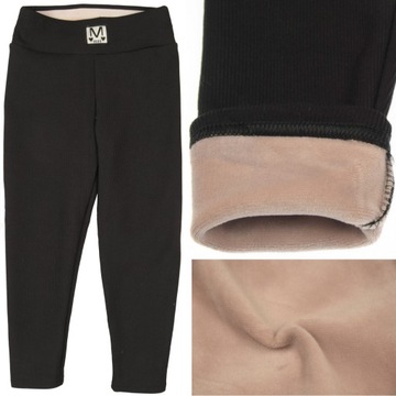 CIEPŁE legginsy 10567 GETRY OCIEPLONE GRUBYM POLAREM prążkowane 122/128