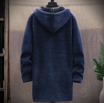 BLUZA MĘSKA Z KAPTUREM Zimowy Sweterowy Płaszcz