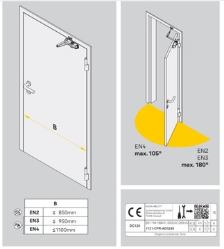 Доводчик ASSA ABLOY DC120 с замком открывания, белый