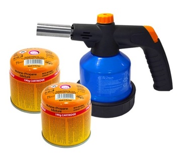 LUTLAMPA PALNIK GAZOWY DO LUTOWANIA lampa lutownicza PIEZO + 2 x GAZ 190g