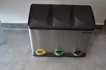 SONGMICS Контейнер для сортировки мусора 3x15л, серебристый