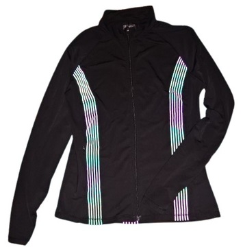 Workout sportowa dopasowana bluza holo odblask paski r.44