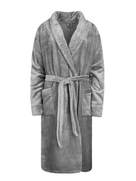 WELLSOFT БАННЫЙ ХАЛАТ УНИСЕКС МЯГКИЙ ТЕПЛЫЙ ТОЛСТЫЙ ЭЛЕГАНТНЫЙ L ЧИЛА СЕРЫЙ