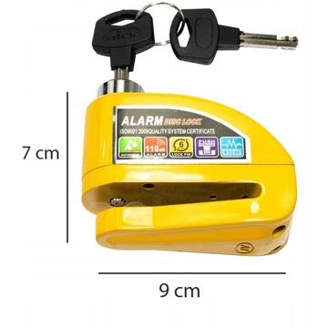 ЗАМОК ТОРМОЗНОГО ДИСКА С СИГНАЛизацией ДЛЯ МОТОЦИКЛОВ И ВЕЛОСИПЕДОВ, ВОДОНЕПРОНИЦАЕМЫЙ