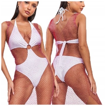 SUKIENKA NARZUTKA HALKA MINI SEXY CYRKONIE DEKOLT
