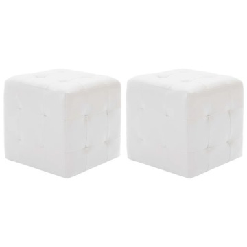 2 пуфи, білі, 30 x 30 x 30 см, штучна шкіра