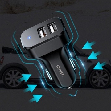 АВТОМОБИЛЬНОЕ ЗАРЯДНОЕ УСТРОЙСТВО С USB-КАБЕЛЕМ 3В1 USAMS C13 2XUSB