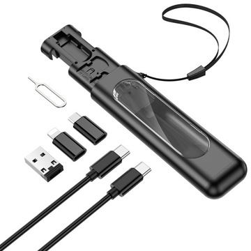 Borofone Zestaw 3 adapterów + kabel Typ C na Typ C + igła sim