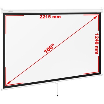Ekran do projektora półautomatyczny ścienny sufitowy matowy biały 100'' 229