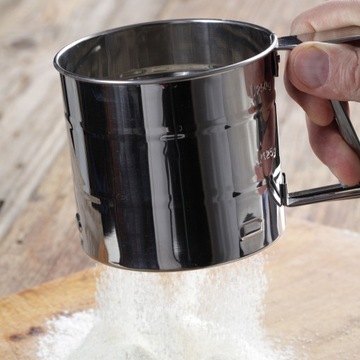 Просеиватель для муки, сахар, сито, ситечко, чашка из нержавеющей стали с ручкой, 250г.