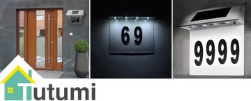 НОМЕР ДОМА С СОЛНЕЧНОЙ ЛАМПОЙ, СТАЛЬНОЙ СВЕТОДИОДНОЙ ПОДСВЕТКОЙ