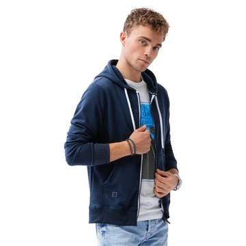 Bluza męska rozpinana z kapturem B977 granat V S