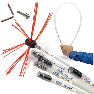 Набор для чистки вращающегося дымохода на дрель, щетка Tajfun 6м