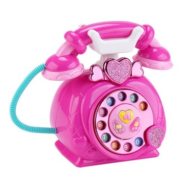 Zabawka telefoniczna z rysunkami Maszyna do opowiadania historii Symulowany telefon stacjonarny, różowo-czerwony
