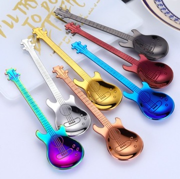 ŁYŻECZKI MUZYCZNE 7szt do herbaty kawy GITARA