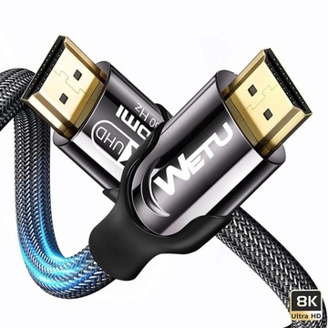 Kabel Przewód HDMI 2.1 WETU 8K 4K 120Hz Ultra HIGH SPEED 48Gb 4m PREMIUM