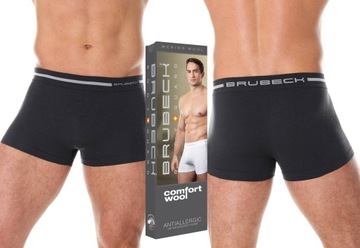WEŁNIANE MAJTKI MĘSKIE Bokserki BRUBECK Z MERINO WOOL ODDYCHAJĄCE -L