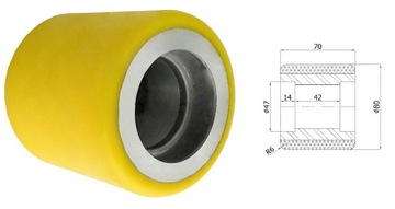 RAP-RB Rolka do wózków bez łożysk fi 80mm fi 47mm