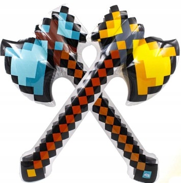 2 x Topory Dmuchane MINECRAFT ŻÓŁTY NIEBIESKI topór zestaw zabawka