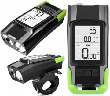 Мощная передняя светодиодная ВЕЛОСИПЕДНАЯ ФОНАРЬ 3В1 ВЕЛОСИПЕДНЫЙ СЧЕТЧИК Звуковой сигнал USB + Аккумулятор