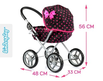 КОЛЯСКА ДЛЯ КУКОЛ KINDERPLAY, ГЛУБОКАЯ ГОНДОЛЬ, СКЛАДНОЙ ВЕРХ