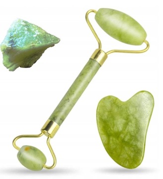 НАБОР РОЛИКОВ ДЛЯ ЛИЦА ЖАДЕИТ РОЛИКОВЫЙ МАССАЖЕР + КАМЕННАЯ ПЛИТА ГУА ША