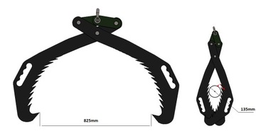 Грейфер для дерева, листовой металл толщиной 20 мм + крюк 2000 кг.