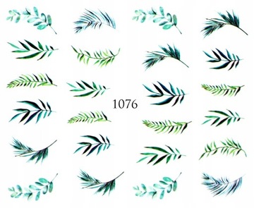 Naklejki wodne na paznokcie ZIELONE LIŚCIE - 1076