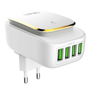 Ładowarka sieciowa LDNIO A4405 4USB Lampa LED + Kabel Lightning