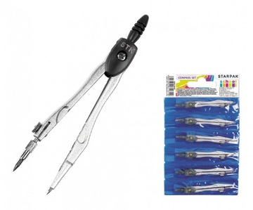 НАБОР МЕТАЛЛИЧЕСКИХ КОМПАСОВ для школьников STARPAK COMPASS 6 штук, микс