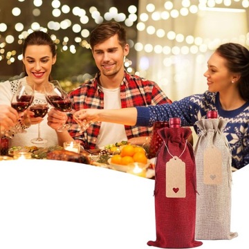 12 шт. ДЖУТОВЫЕ СУМКИ ДЛЯ ВИНА, ДЖУТОВЫЕ СУМКИ ДЛЯ БУТЫЛОК ВИНА С ЭТИКЕТКАМИ