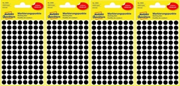 Etykiety oznaczeniowe Avery czarny 8mm 416szt x4