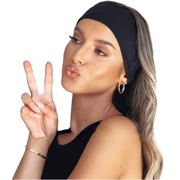 OPASKA DO WŁOSÓW GŁOWĘ USZY SZEROKA czarna GŁADKA