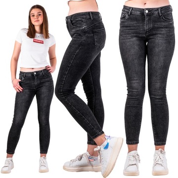 JEANSY DAMSKIE push up rurki czarne MEXI r. XL