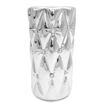 WAZON NA KWIATY CERAMICZNY Z KRYSZTAŁKAMI SREBRNY GLAMOUR