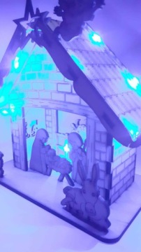 Вертеп с деревянной конюшней со светодиодной подсветкой